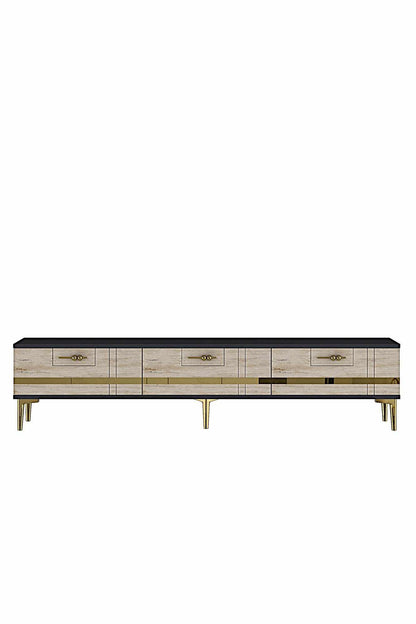 Έπιπλο Τηλεόρασης 180 × 41 × 30 Ανθρακί / Τραβερτίνη / Χρυσό 392STN1228