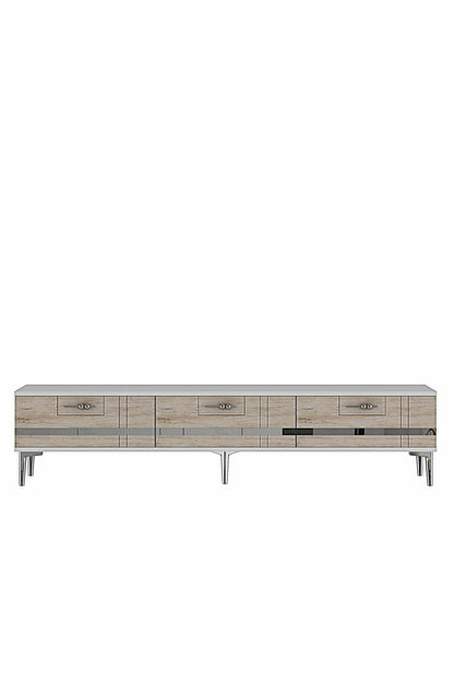 Έπιπλο Τηλεόρασης 180 × 41 × 30 Λευκό / Τραβερτίνη / Ασημί 392STN1235
