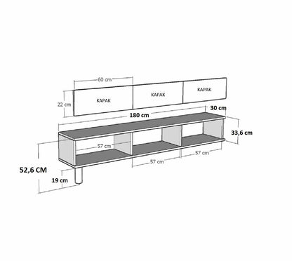 Έπιπλο Τηλεόρασης 180 × 53 × 30 Λευκό / Τραβερτίνη 392STN1240