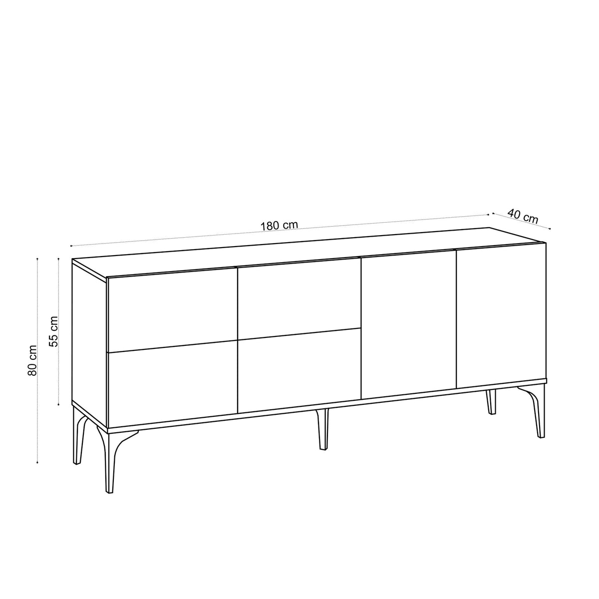 Μπουφές Sapphire Δρυς 180x40x80cm | 393MRD1118