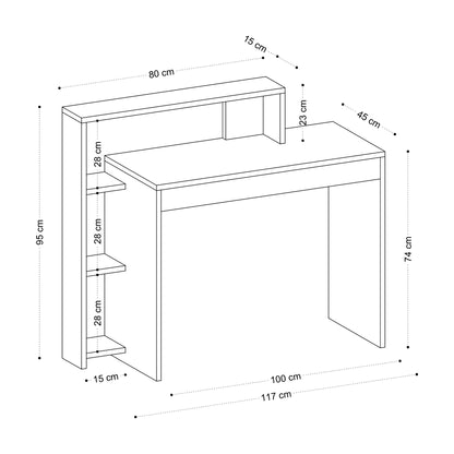 Γραφείο Υπολογιστή και Μελέτης 95x117x45 εκ. Δρυς | 393MRD1302