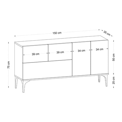 Μπουφές Λευκό
Μαύρο 150x35x75cm | 393MRD1315