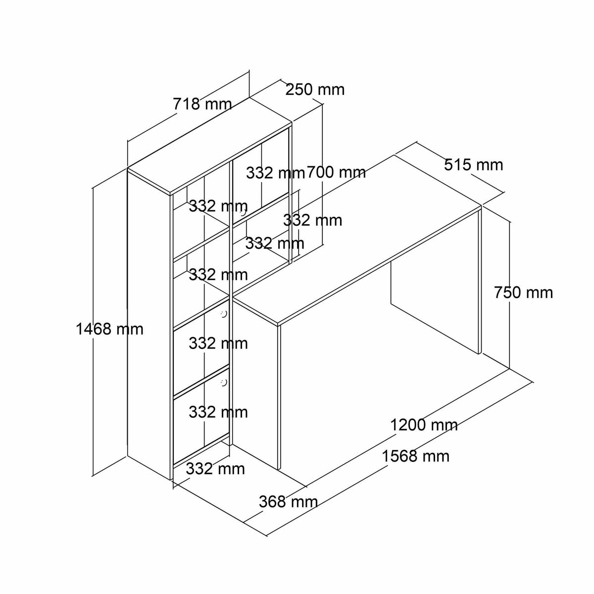 Γραφείο 156,8x51,5x146,8 εκ. Λευκό / Δρυς 411ACV1175