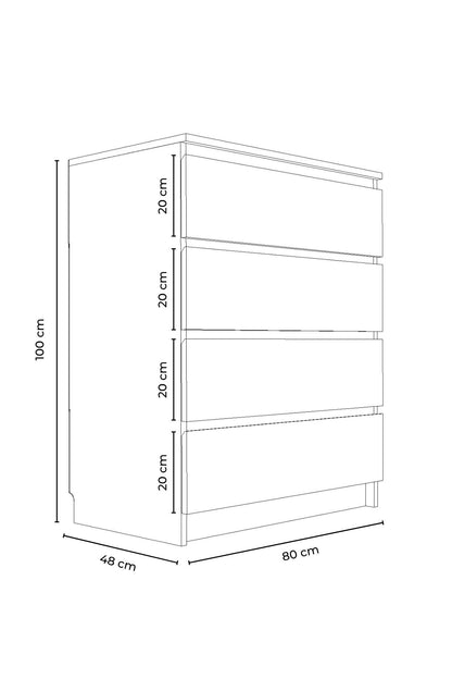 Συρταριέρα 80x100x48 εκ Ανθρακί 462MSR1204
