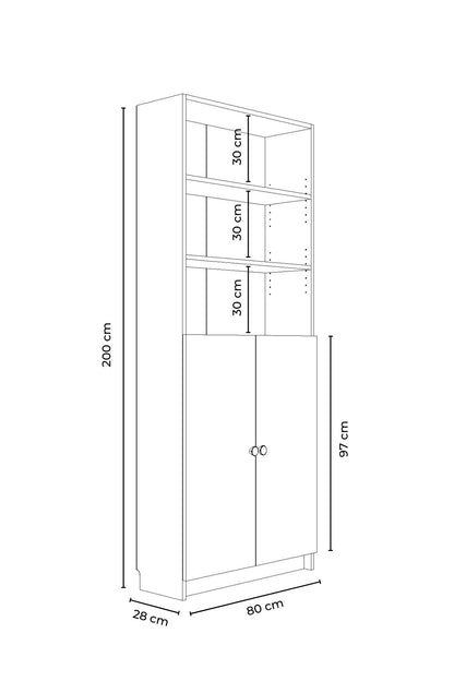 Βιβλιοθήκη 80 × 28 × 200 εκ. Λευκό GR462MSR1405