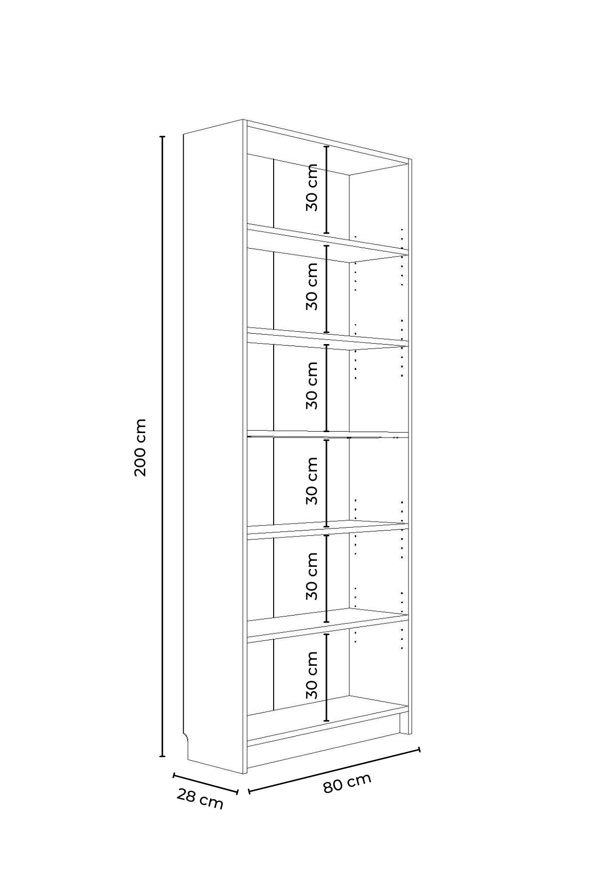 Βιβλιοθήκη Δρυς Sonomo 80x200x28 εκ 462MSR1419