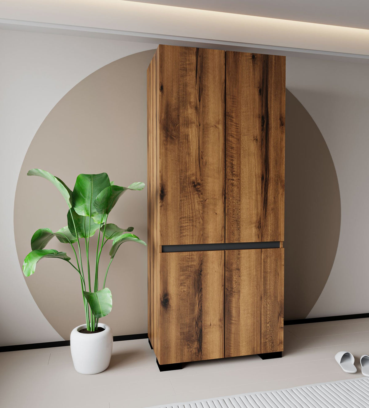 Ντουλάπα 90x210x45 εκ Walnut Anthracite 469ORN1109