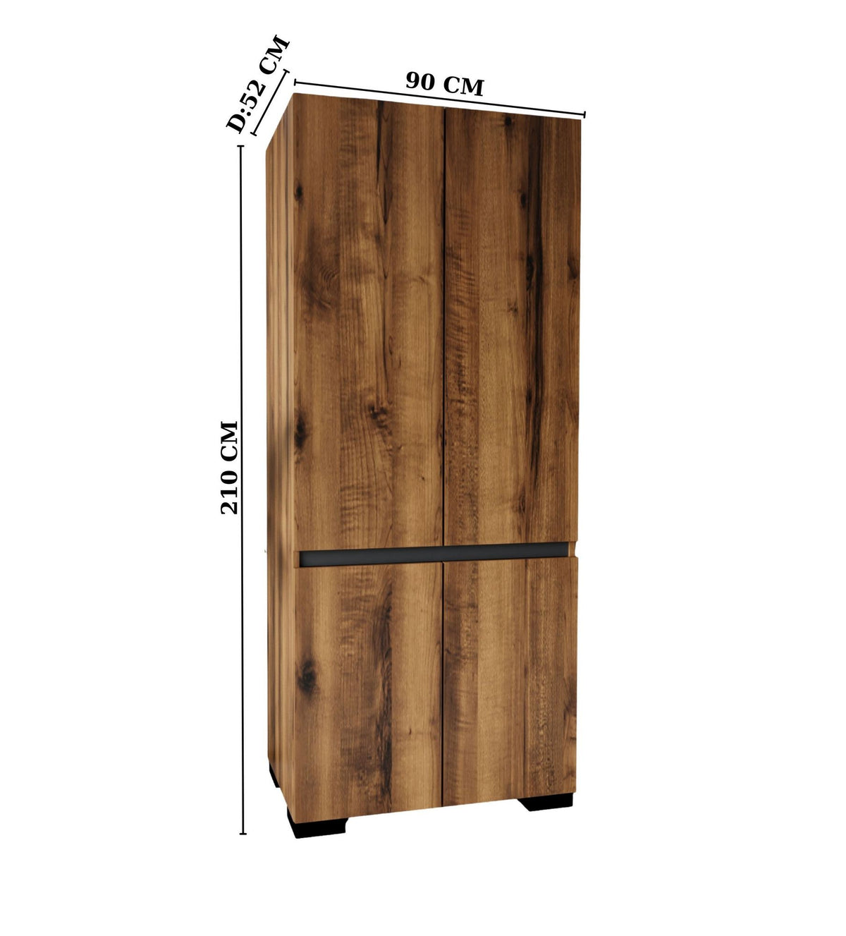 Ντουλάπα 90x210x52 εκ Walnut Anthracite 469ORN1111