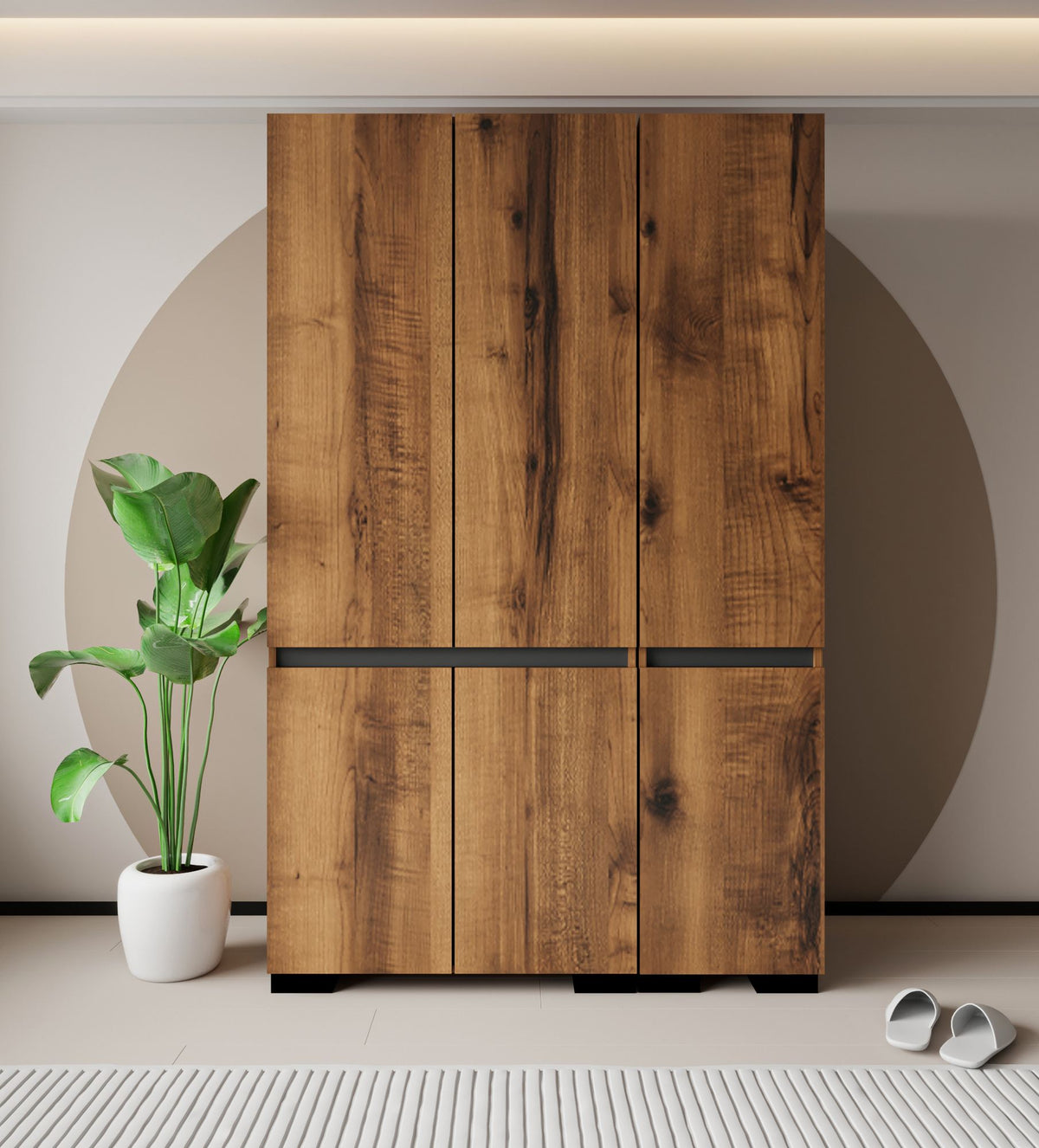 Ντουλάπα 135x210x52 εκ Walnut Anthracite 469ORN1120