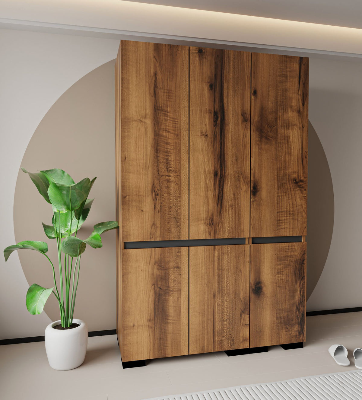 Ντουλάπα 135x210x52 εκ Walnut Anthracite 469ORN1121