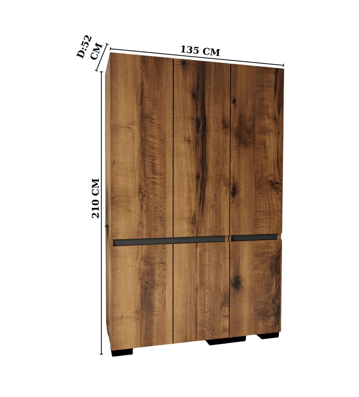 Ντουλάπα 135x210x52 εκ Walnut Anthracite 469ORN1121