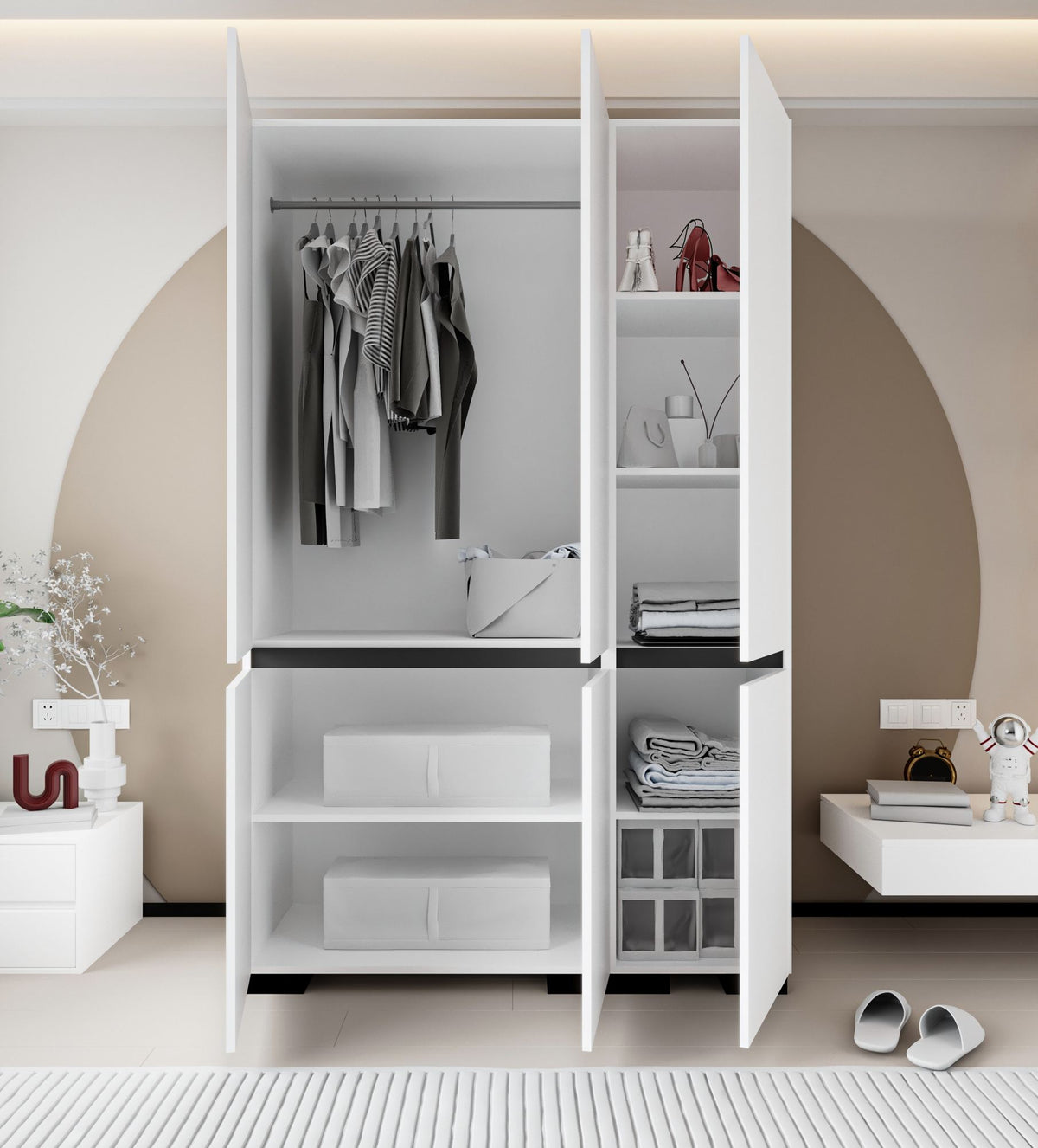 Ντουλάπα 135x210x52 εκ White Anthracite 469ORN1124