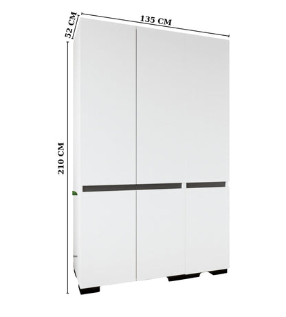 Ντουλάπα 135x210x52 εκ White Anthracite 469ORN1124