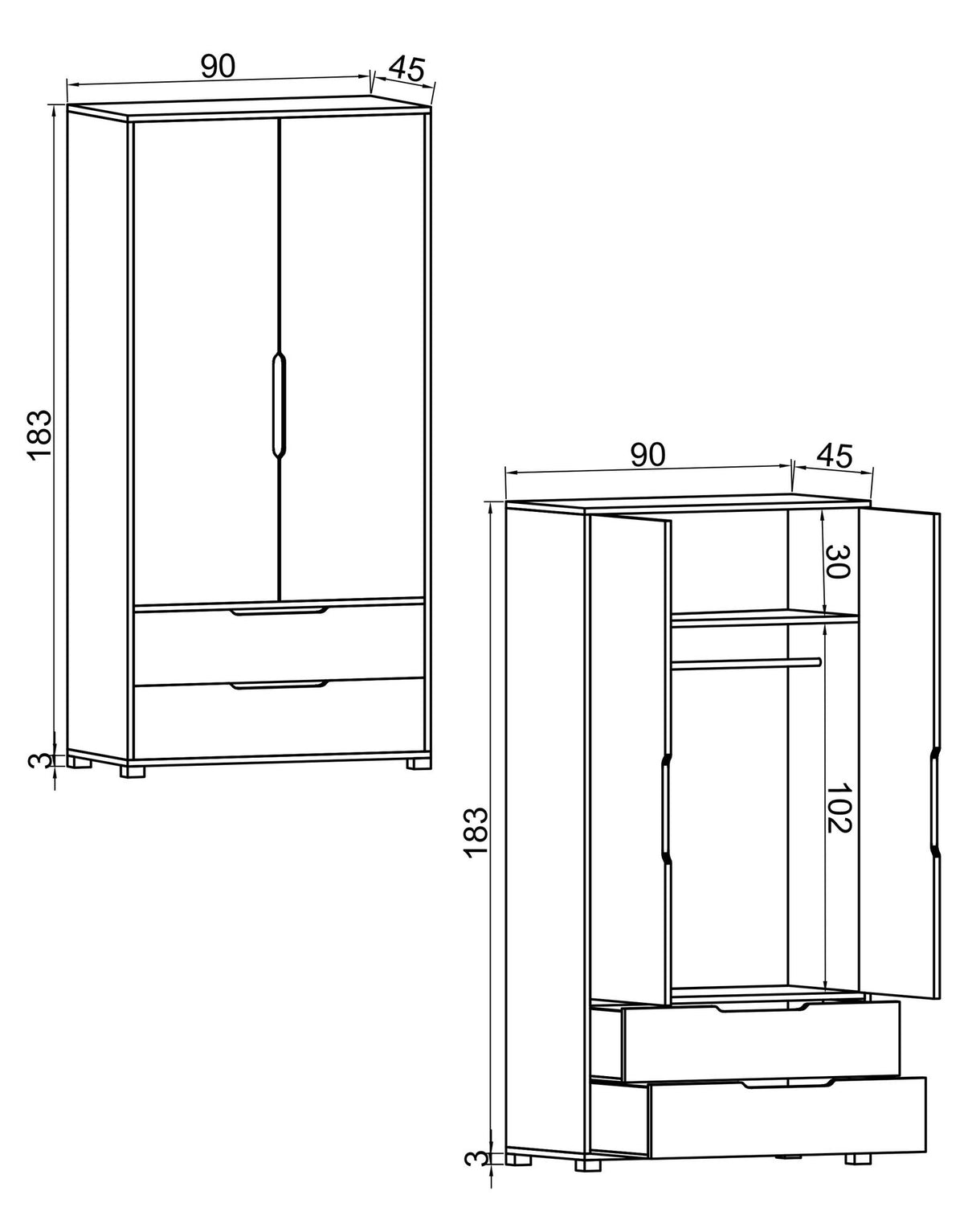 Ντουλάπα 184x183x45 εκ Λευκό 469ORN1128