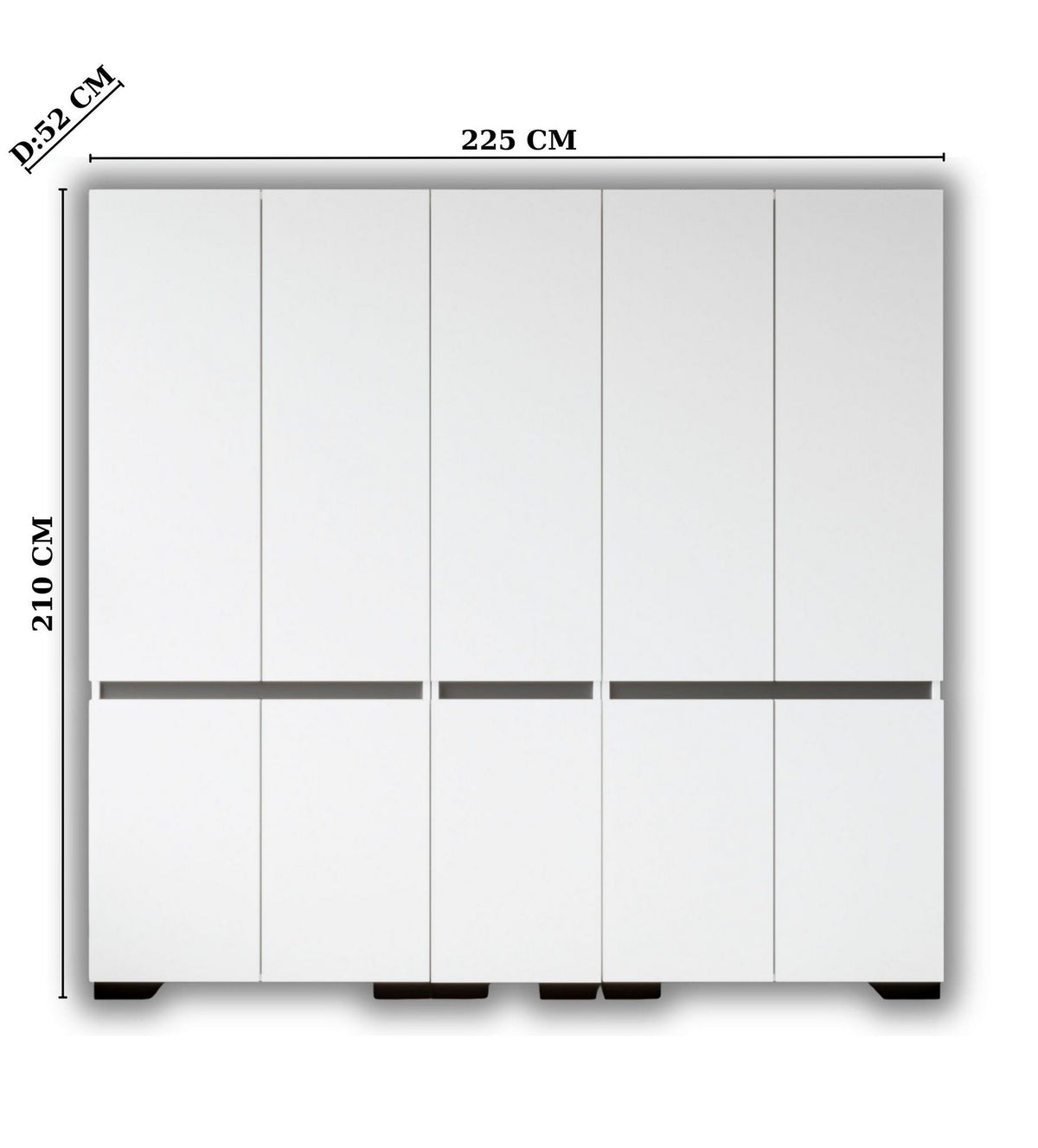 Ντουλάπα 225x210x52 εκ White Anthracite 469ORN1130