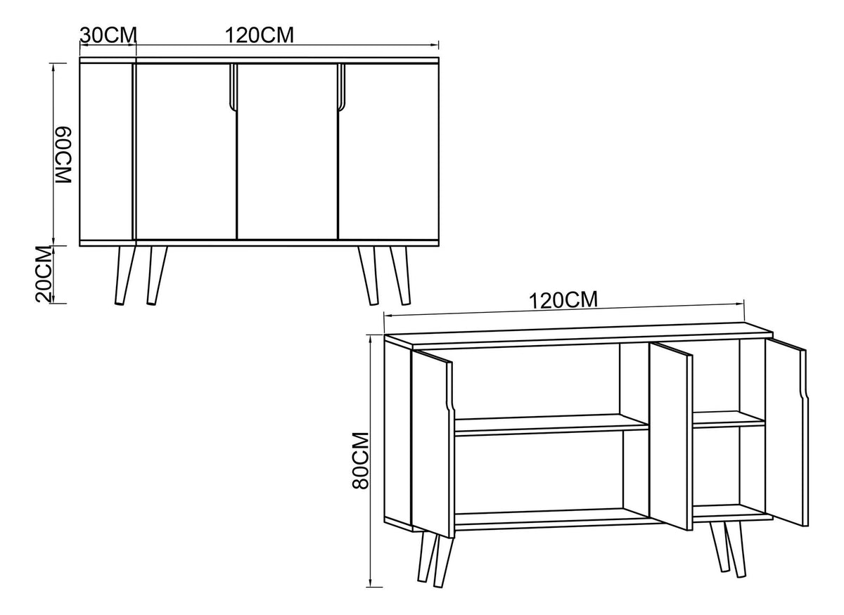 Μπουφές Sapphire Δρυς
Λευκό 120x30x80cm | 469ORN1522