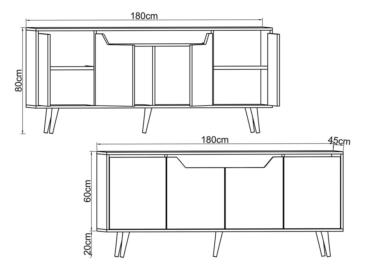 Κονσόλα Μπουφές 180x80x45 εκ Δρυς Sapphire / Λευκό 469ORN1530