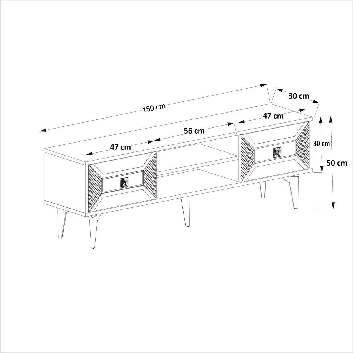 Έπιπλο Τηλεόρασης TV Βάση Σύνθεση Λευκό Silver | 475OLV1159