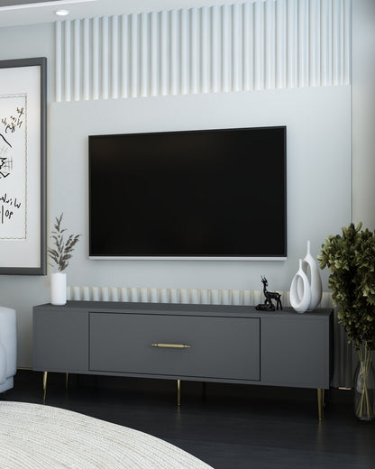 Έπιπλο Τηλεόρασης TV Βάση Σύνθεση Ανθρακί Χρυσό | 475OLV1161
