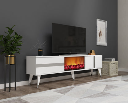 Έπιπλο Τηλεόρασης TV Βάση Σύνθεση Λευκό Silver | 475OLV2654