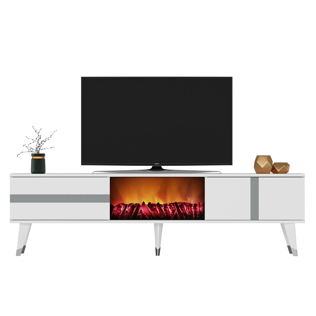 Έπιπλο Τηλεόρασης TV Βάση Σύνθεση Λευκό Silver | 475OLV2654