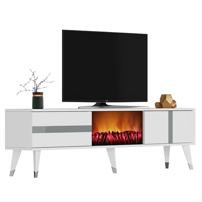 Έπιπλο Τηλεόρασης TV Βάση Σύνθεση Λευκό Silver | 475OLV2654