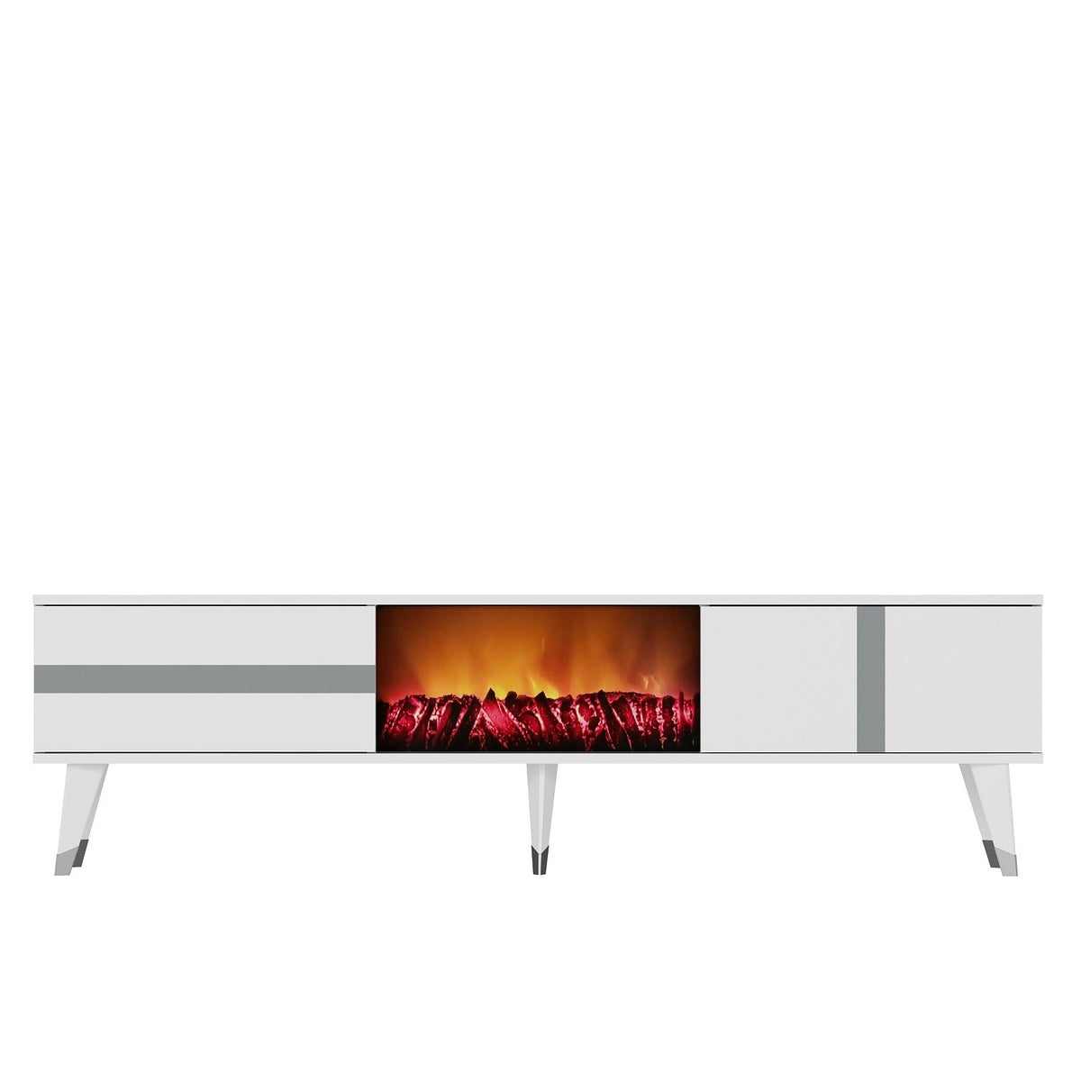 Έπιπλο Τηλεόρασης TV Βάση Σύνθεση Λευκό Silver | 475OLV2654