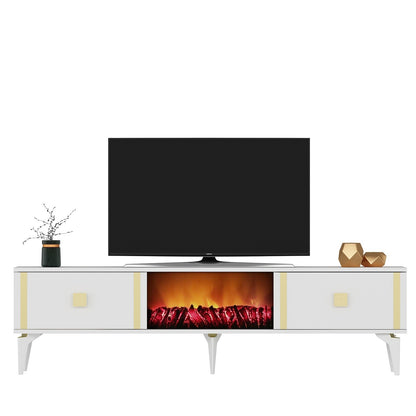 Έπιπλο Τηλεόρασης TV Βάση Σύνθεση Λευκό Χρυσό | 475OLV2667