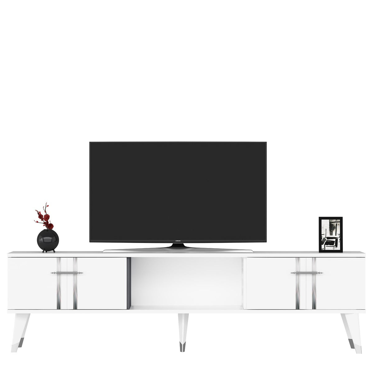 Έπιπλο Τηλεόρασης TV Βάση Σύνθεση Λευκό Silver | 475OLV2699