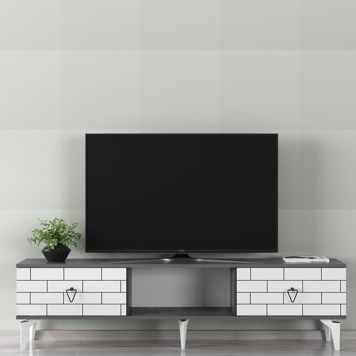 Έπιπλο Τηλεόρασης TV Βάση Σύνθεση Ανθρακί Λευκό | 475OLV2929
