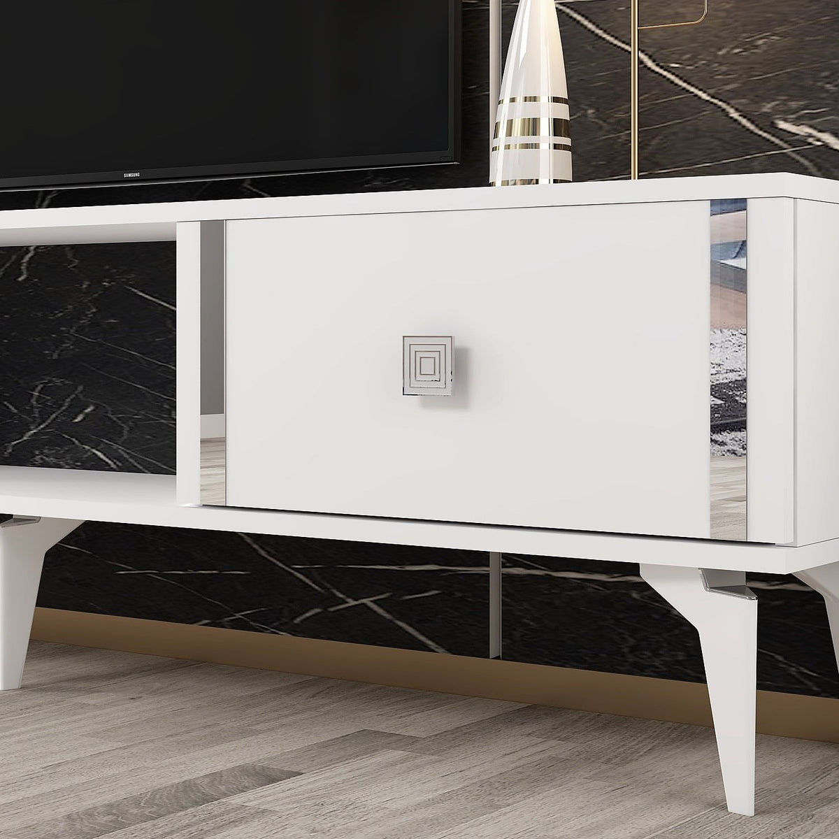 Έπιπλο Τηλεόρασης TV Βάση Σύνθεση Λευκό Silver | 475OLV2932