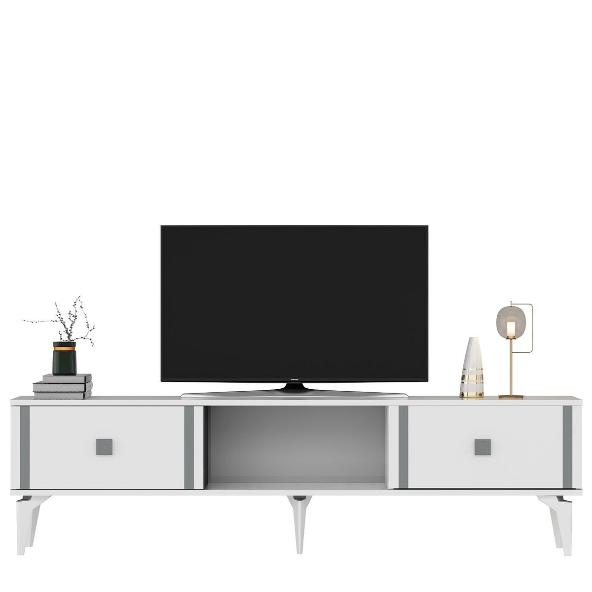 Έπιπλο Τηλεόρασης TV Βάση Σύνθεση Λευκό Silver | 475OLV2932