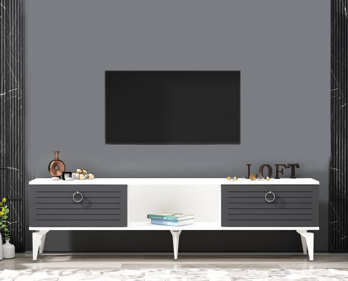 Έπιπλο Τηλεόρασης TV Βάση Σύνθεση Λευκό Ανθρακί | 475OLV2935