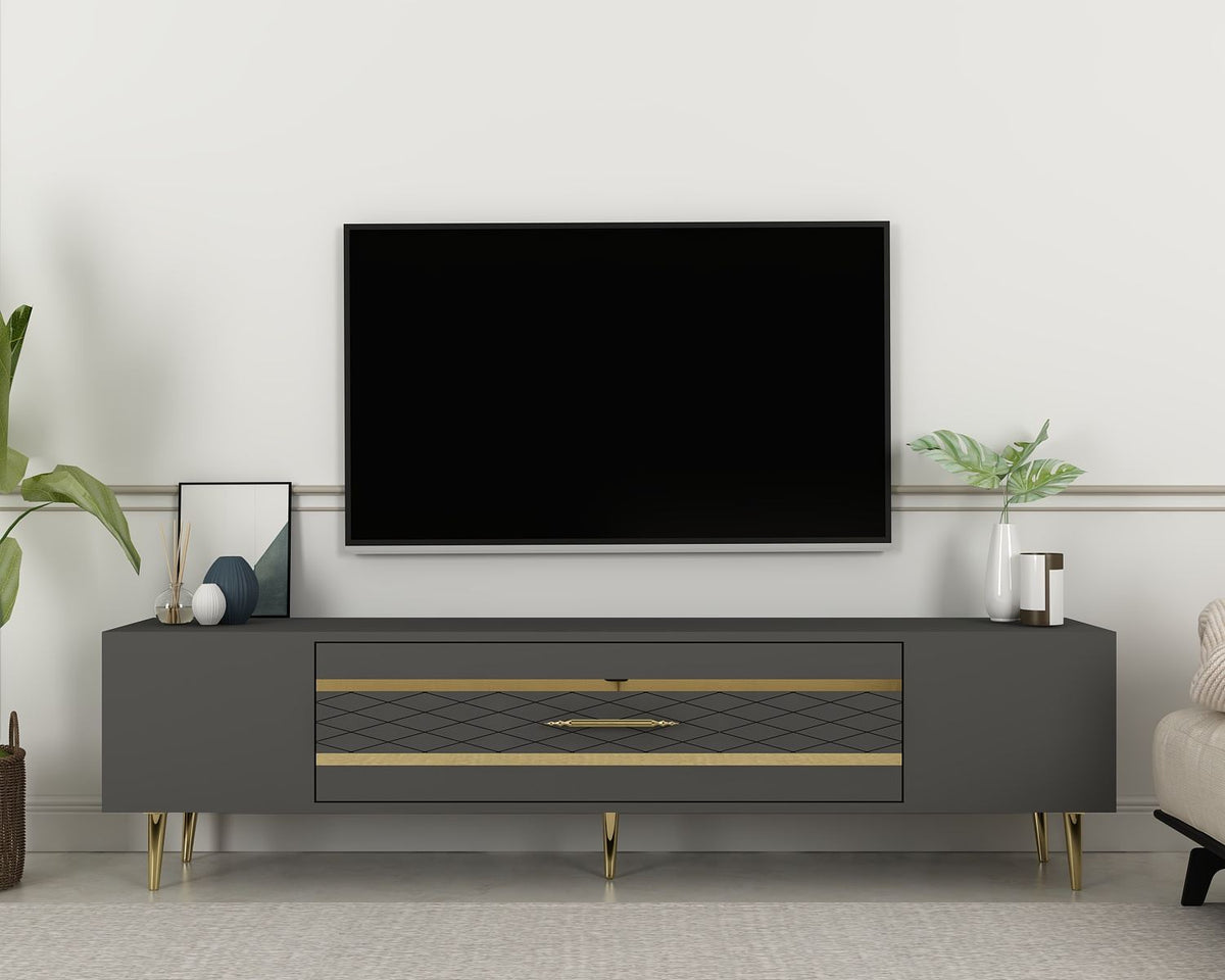Έπιπλο Τηλεόρασης TV Βάση Σύνθεση Ανθρακί Χρυσό | 475OLV2995
