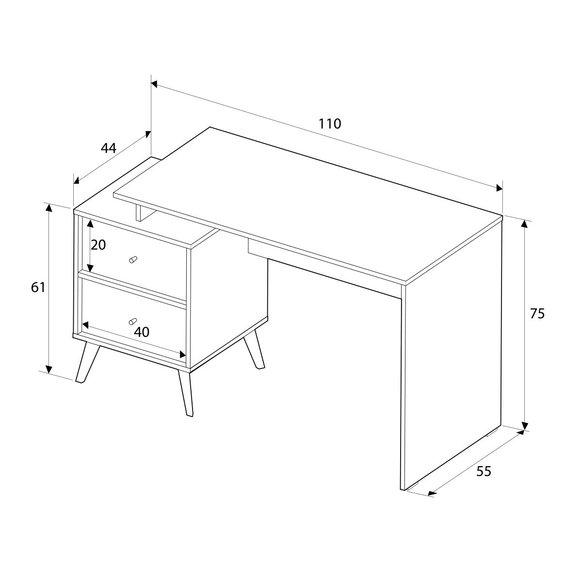 Γραφείο Υπολογιστή και Μελέτης 110x75x44 εκ. Multicolor | 479ADR1425