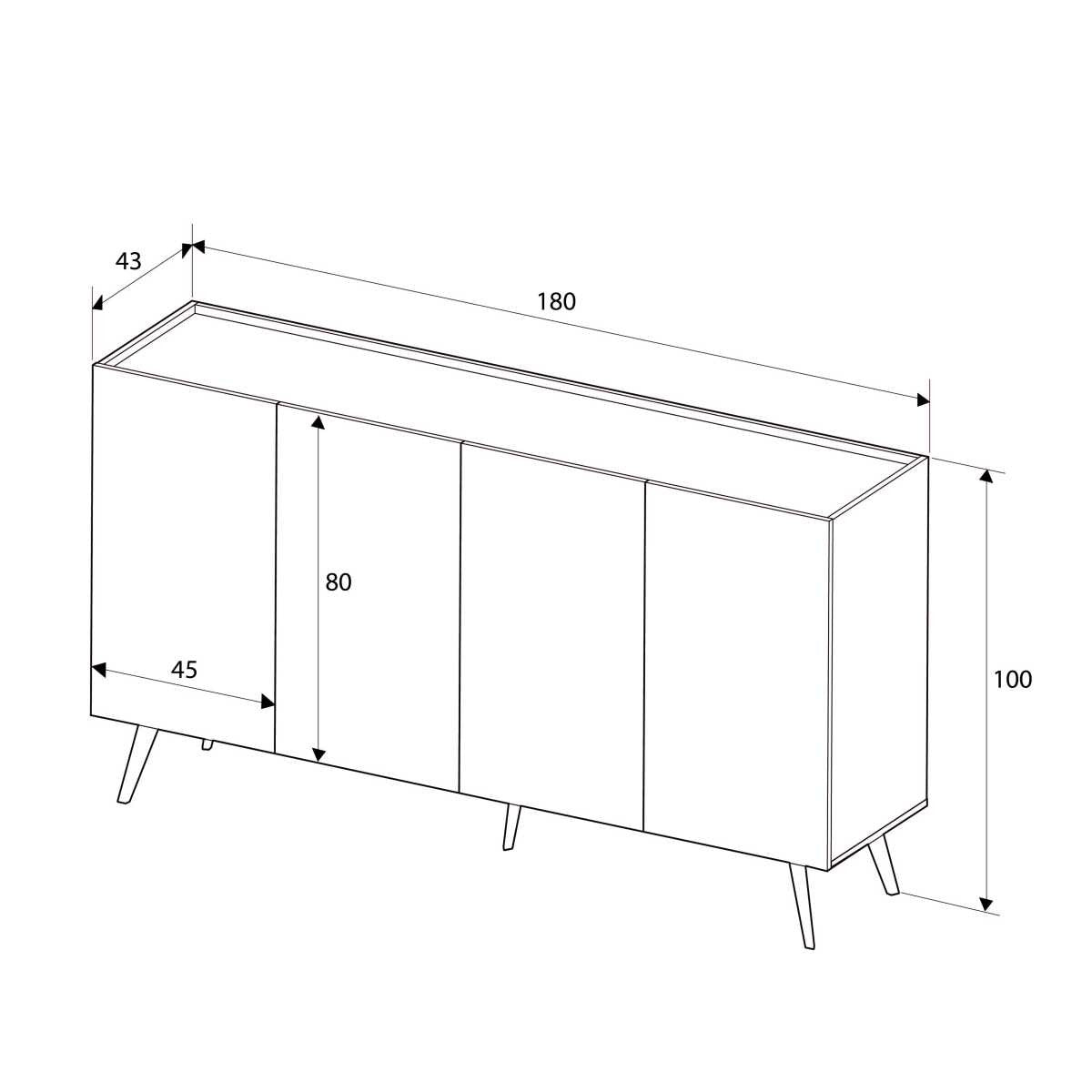 Μπουφές Δρυς 180x43x100cm | 479ADR2301