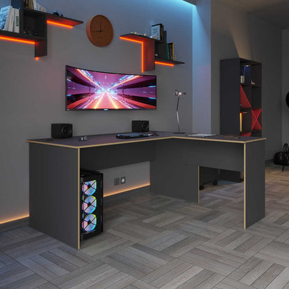 Γραφείο Υπολογιστή και Μελέτης 160x75x144 εκ. Ανθρακί Δρυς | 479ADR2708