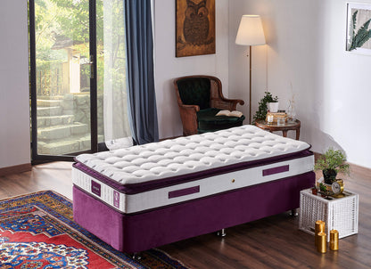 Στρώμα Μωβ 90x190 cm Μονό με Πλεκτό Ύφασμα, Αφρό Μνήμης & Σύστημα Πολλαπλών Ελατηρίων – Επενδεδυμένο Μαλακό 25 cm 480NRN1252
