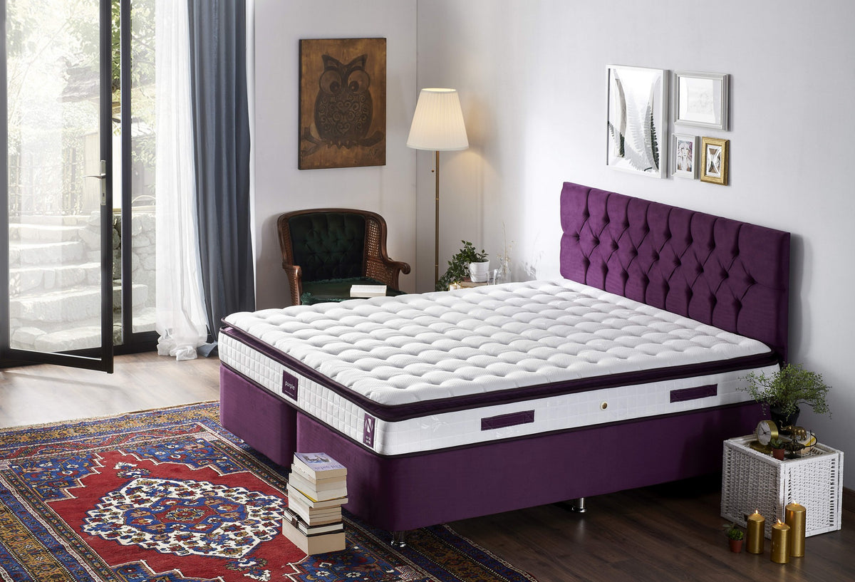 Στρώμα Μωβ 160x200 cm Διπλό με Πλεκτό Ύφασμα, Αφρό Μνήμης & Σύστημα Πολλαπλών Ελατηρίων – Επενδεδυμένο Μαλακό 25 cm 480NRN1259