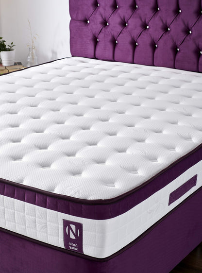 Στρώμα Μωβ 160x200 cm Διπλό με Πλεκτό Ύφασμα, Αφρό Μνήμης & Σύστημα Πολλαπλών Ελατηρίων – Επενδεδυμένο Μαλακό 25 cm 480NRN1259