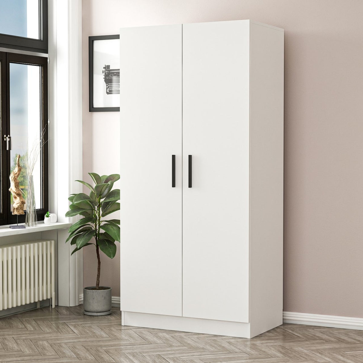 Ντουλάπα 90x210x52 εκ Λευκό 506MNR2139