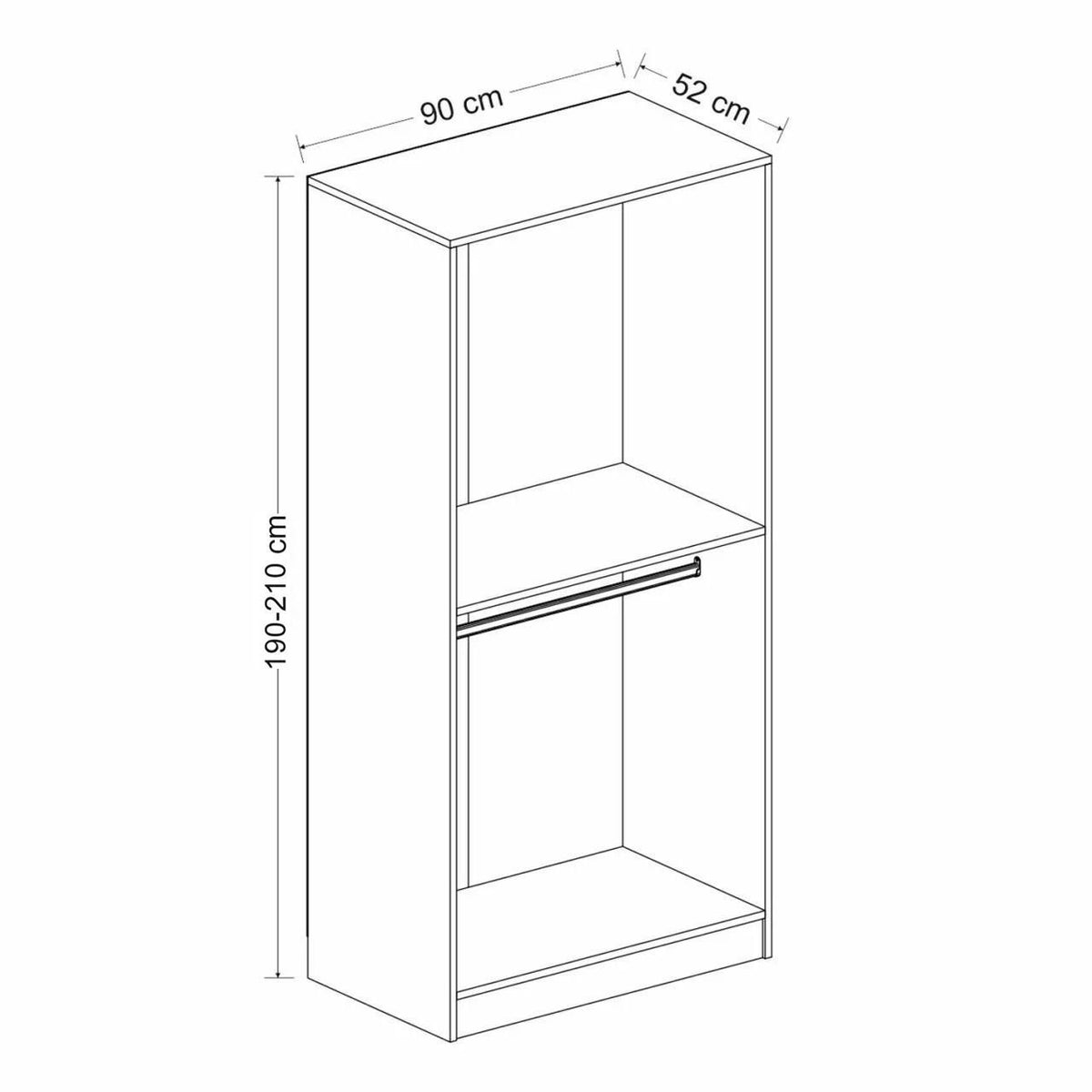 Ντουλάπα 90x190x52 εκ Ανθρακί 506MNR2158