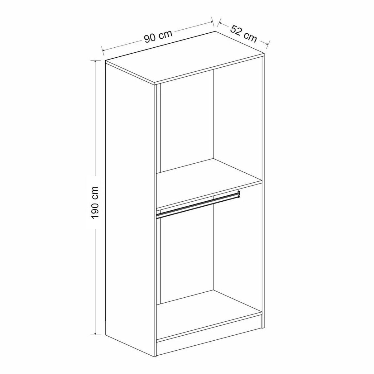 Ντουλάπα 90x190x52 εκ Black Anthracite 506MNR2164