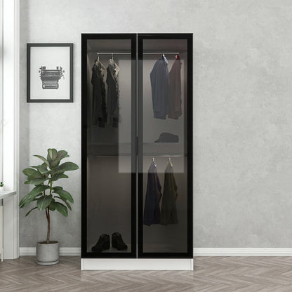 Ντουλάπα 90x190x52 εκ Black White 506MNR2166