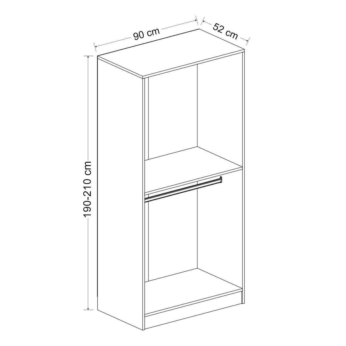 Ντουλάπα 90x210x52 εκ Δρυς 506MNR2173