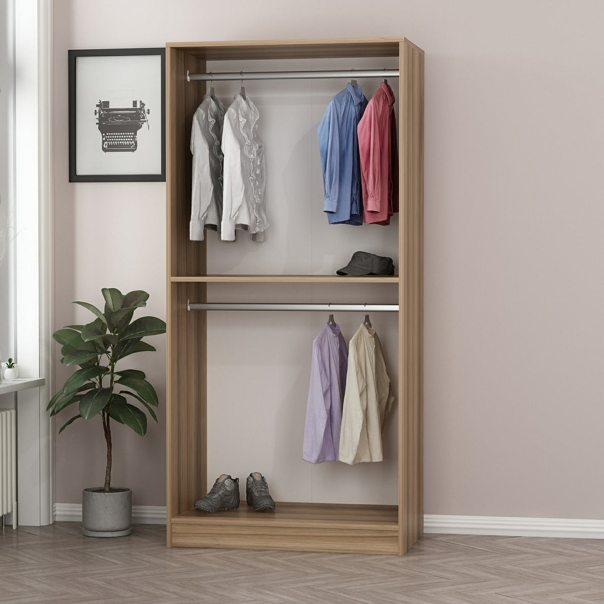 Ντουλάπα 90x210x52 εκ Golden Oak Dark Grey 506MNR2176