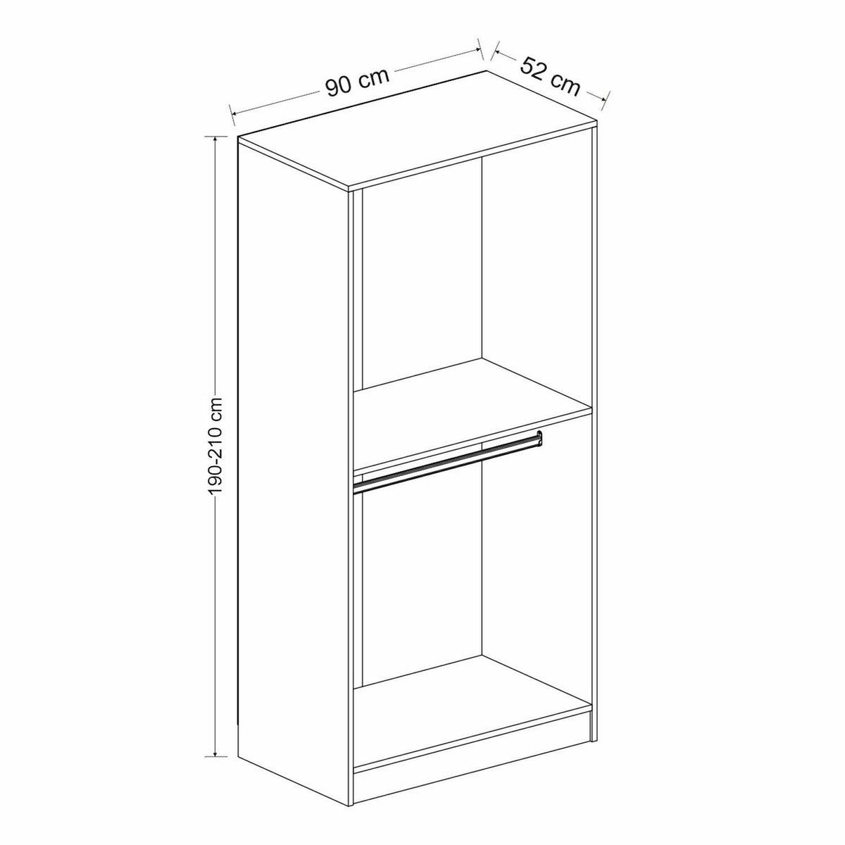 Ντουλάπα 90x190x52 εκ Λευκό 506MNR2181