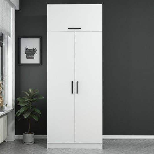 Ντουλάπα 90x255x52 εκ Λευκό 506MNR2220