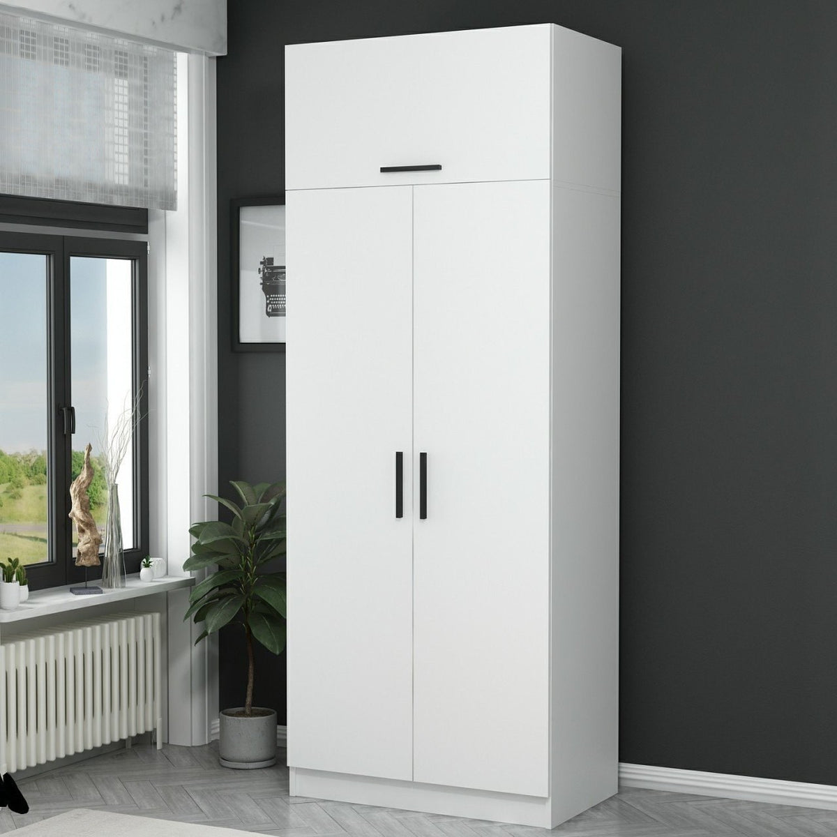 Ντουλάπα 90x255x52 εκ Λευκό 506MNR2220