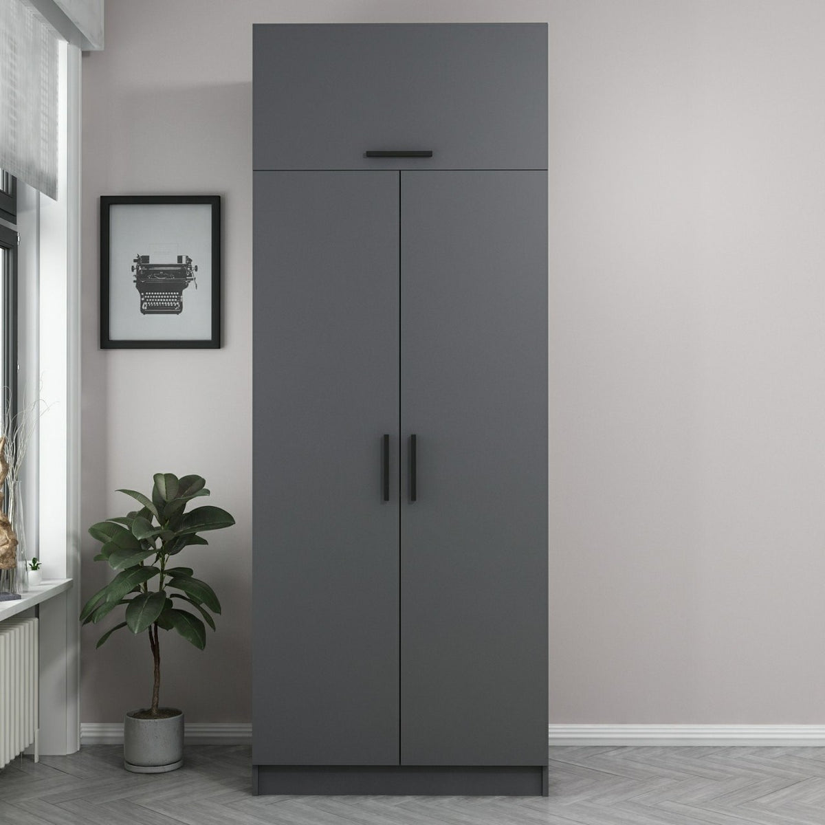 Ντουλάπα 90x235x52 εκ Ανθρακί 506MNR2229